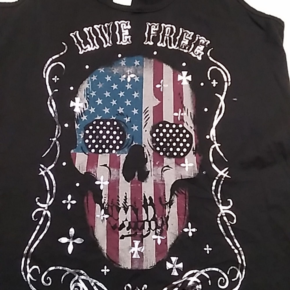 Live Free red, white & blue skull tank
